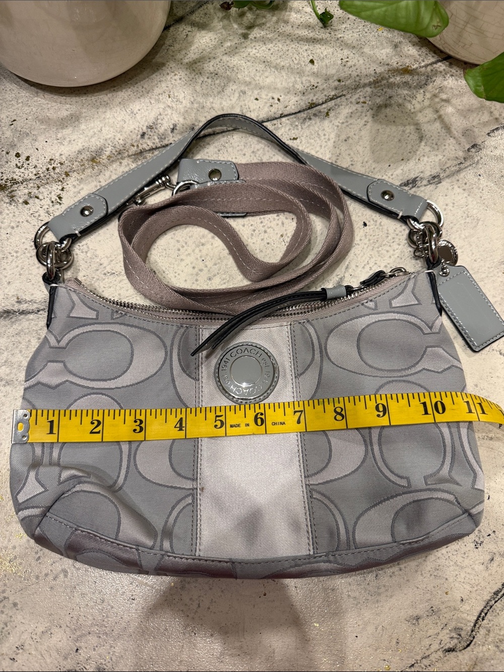 Coach 19435 Signature Jacquard Shoulder/Crossbody Bag – Gray/Silver - Picture 2 of 9
